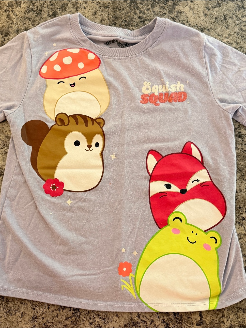 Squishmallows Girls Size 10 12 Lavender T Shirt Squish Squad Character Graphic